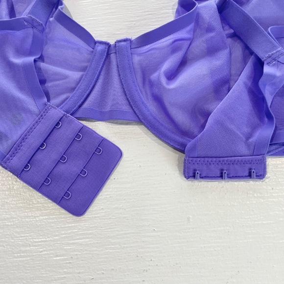 New Aerie SMOOTHEZ Mesh Unlined Underwire Balconette Bra Purple Size 34DDD - Picture 8 of 15